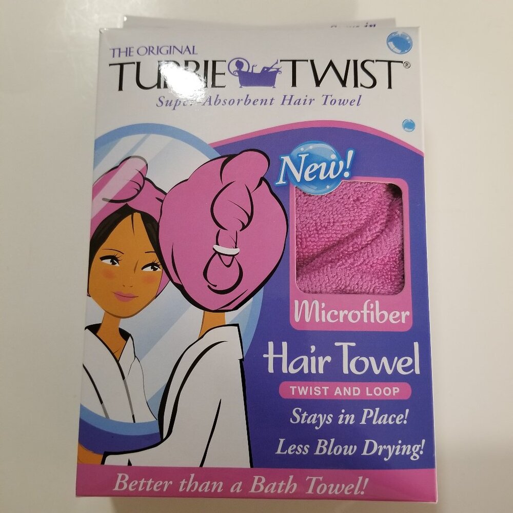 NIB Pink Turbie Twist Microfiber Hair Towel Fast Drying Absorbent Lightweight